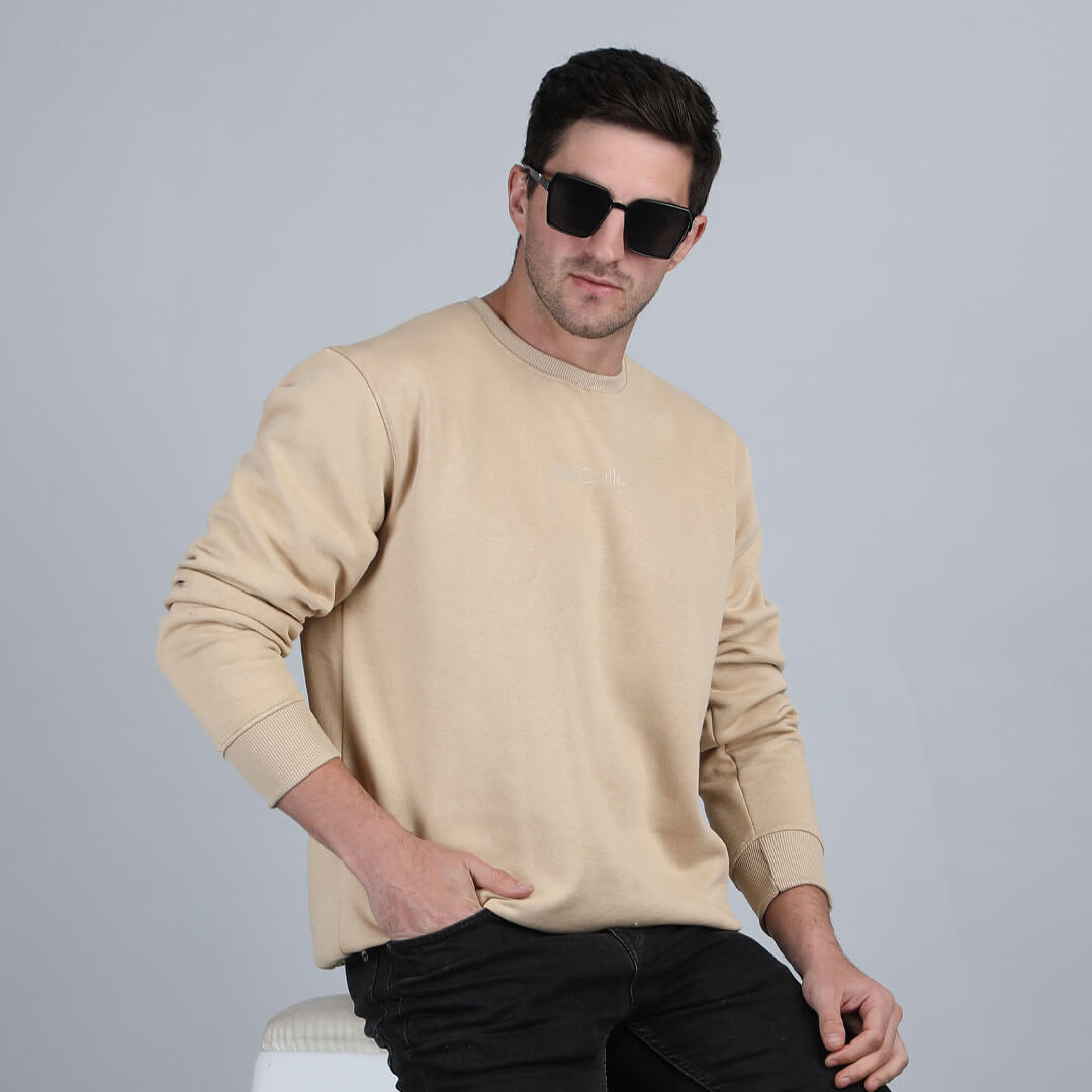 Men’s Dune Solid Sweatshirt in Beige