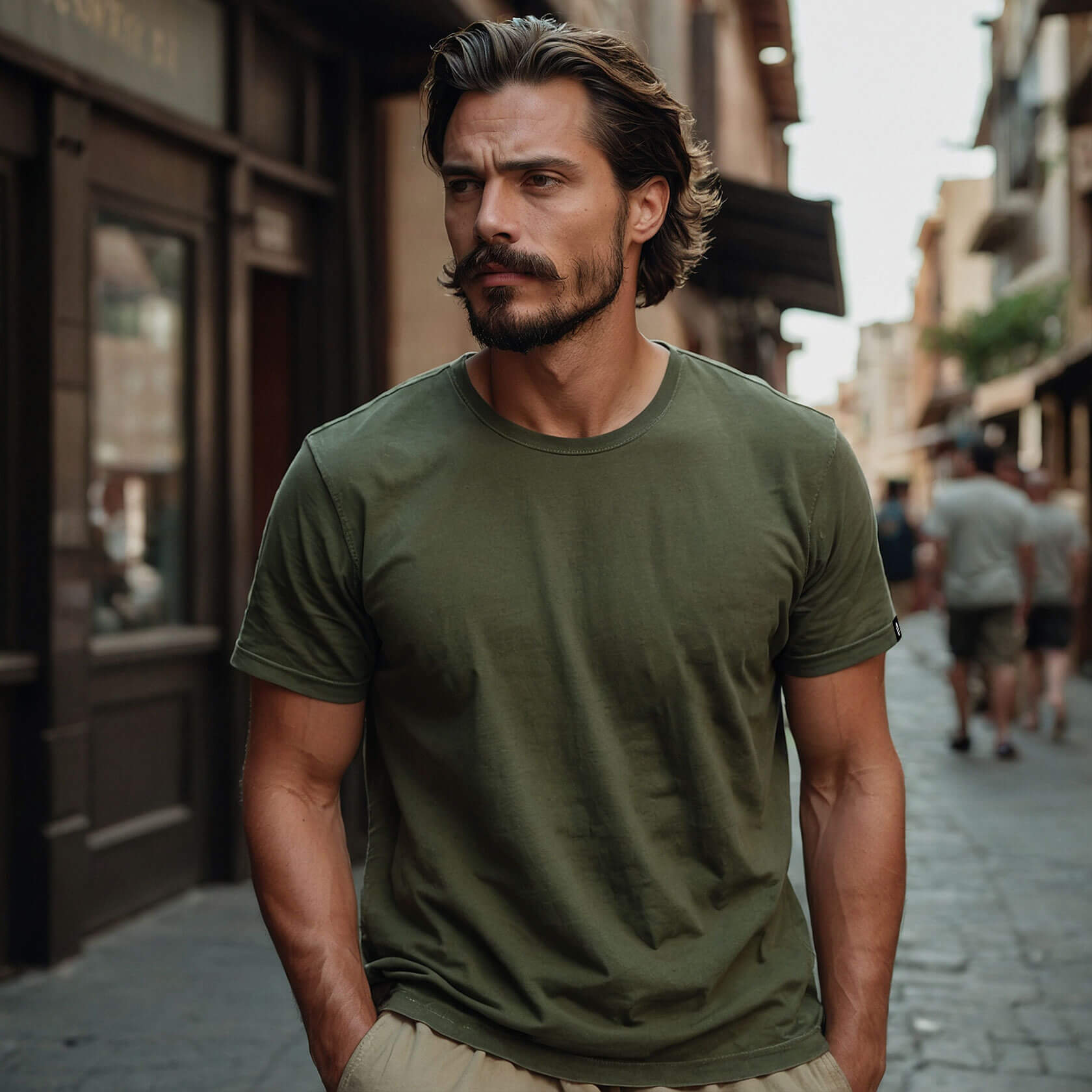 Men’s Classic Ease Solid Regular T-shirt in Olive Green