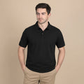 Snap Button Polo T-shirt in Black