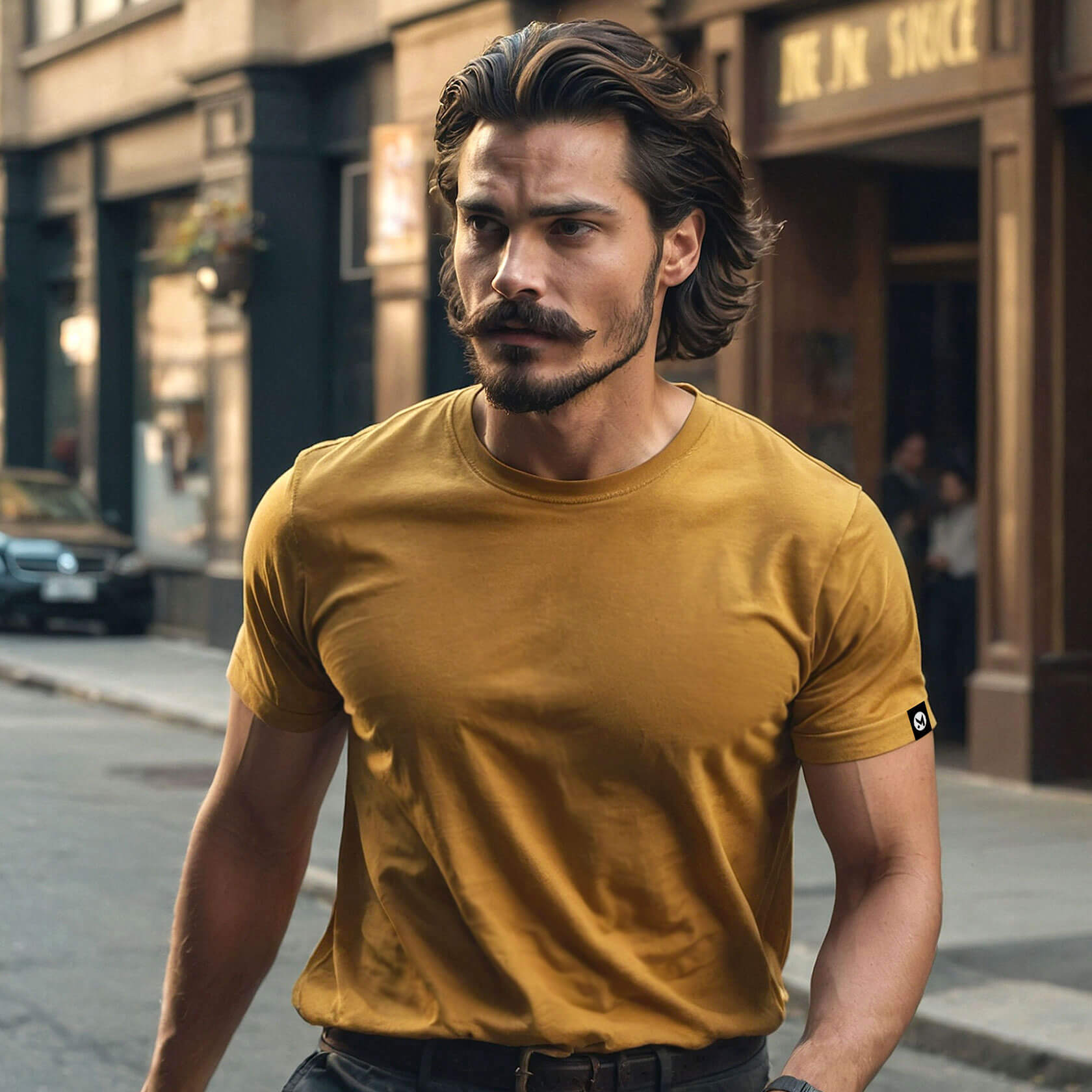 Men’s Classic Ease Solid Regular T-shirt in Mustard
