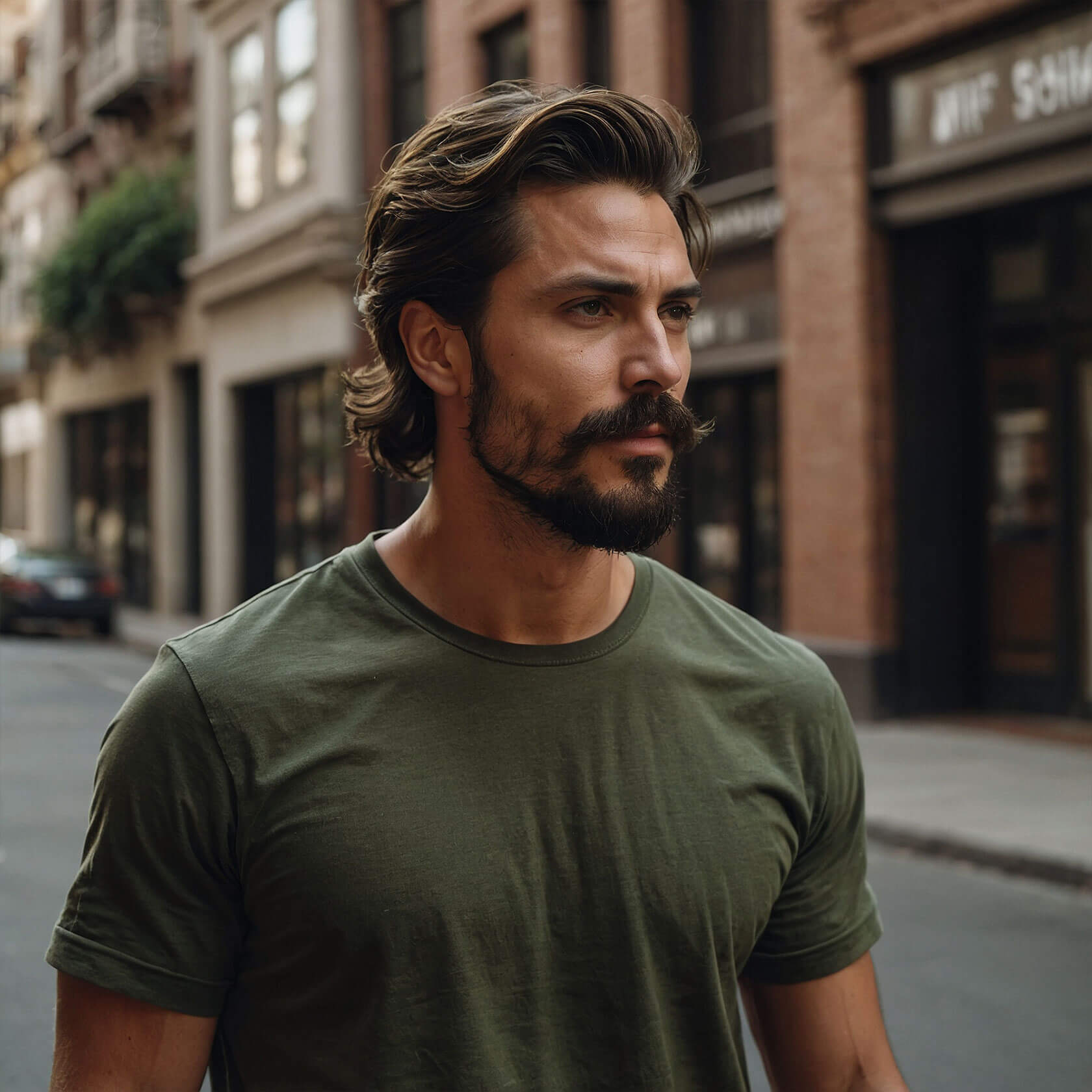 Men’s Classic Ease Solid Regular T-shirt in Olive Green