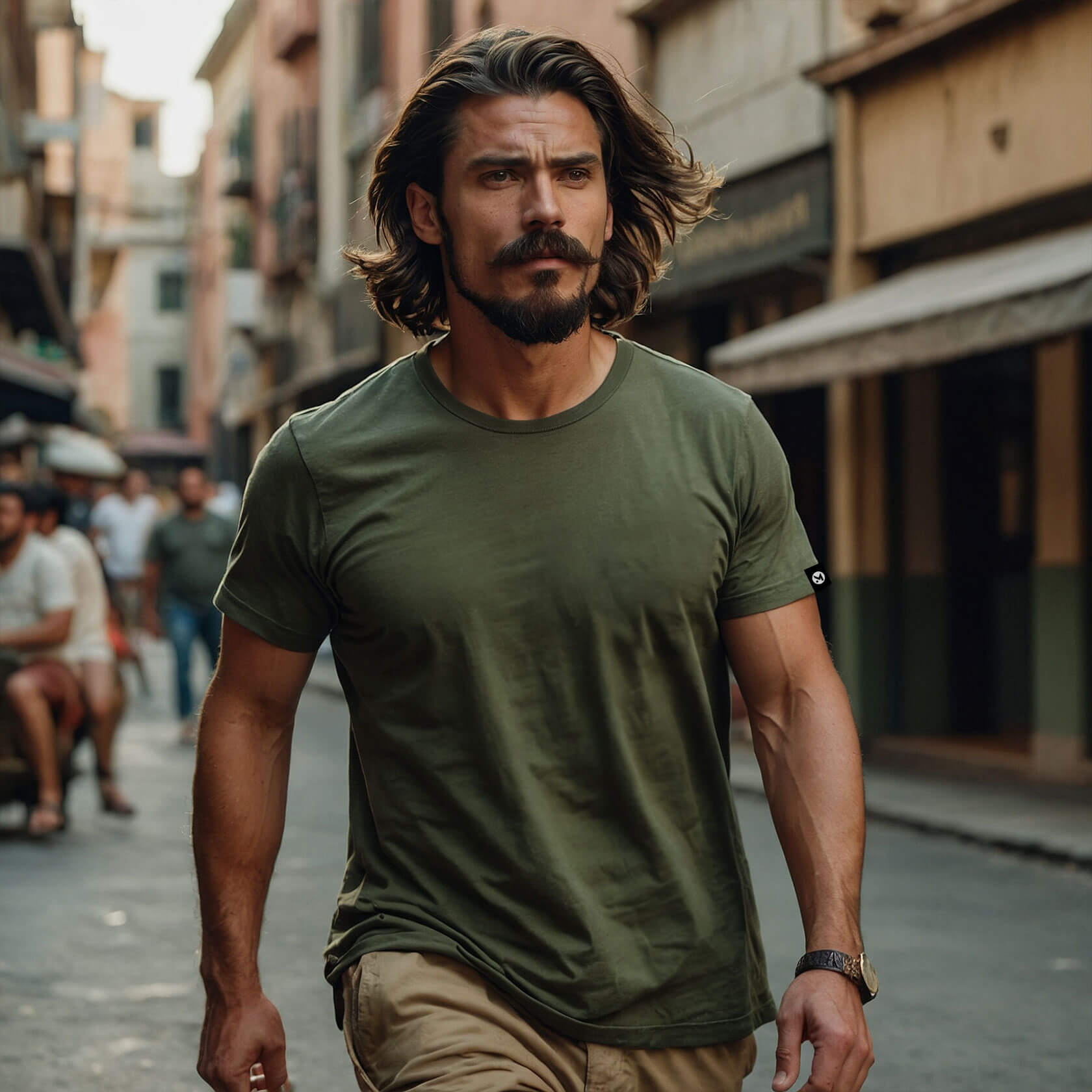 Men’s Classic Ease Solid Regular T-shirt in Olive Green