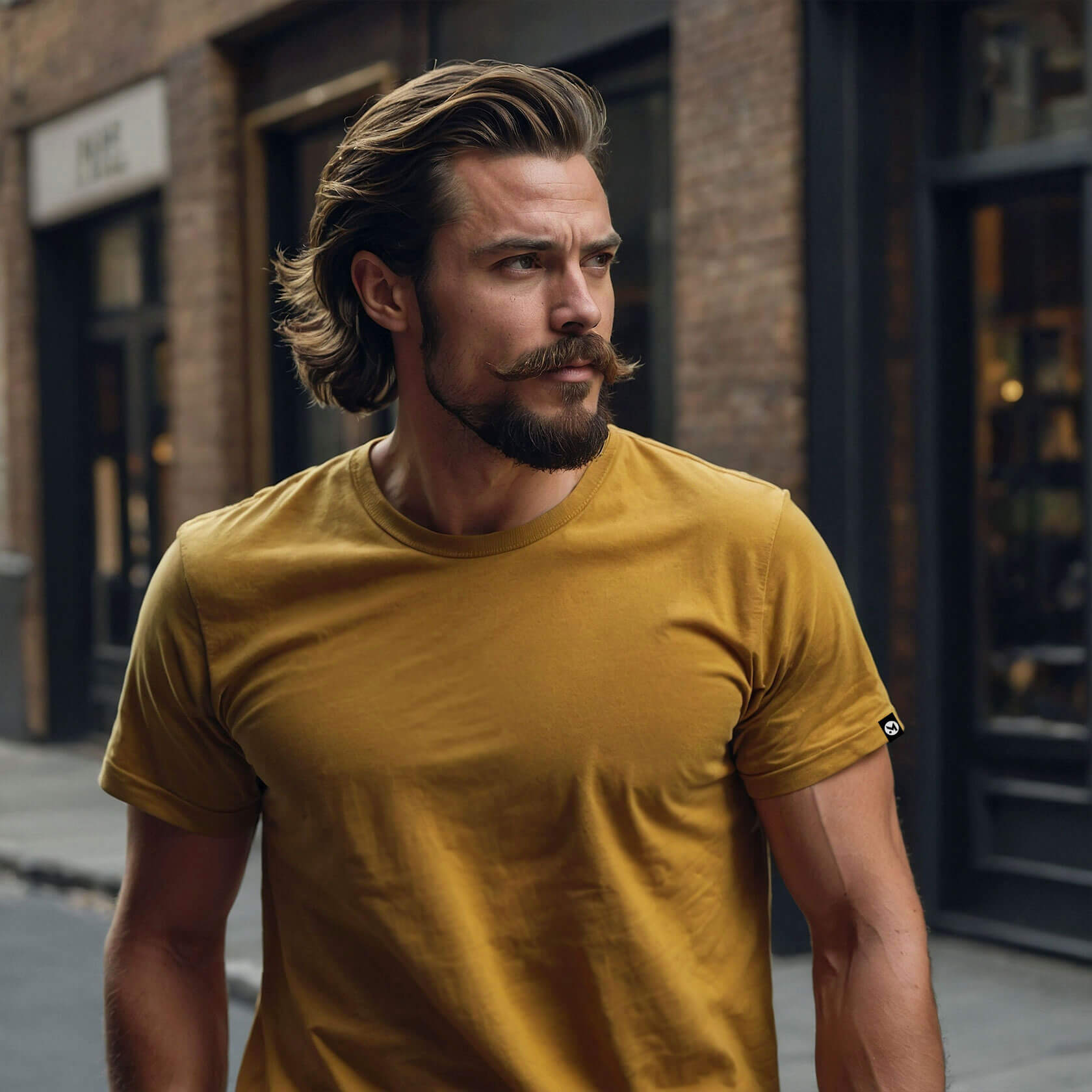 Men’s Classic Ease Solid Regular T-shirt in Mustard