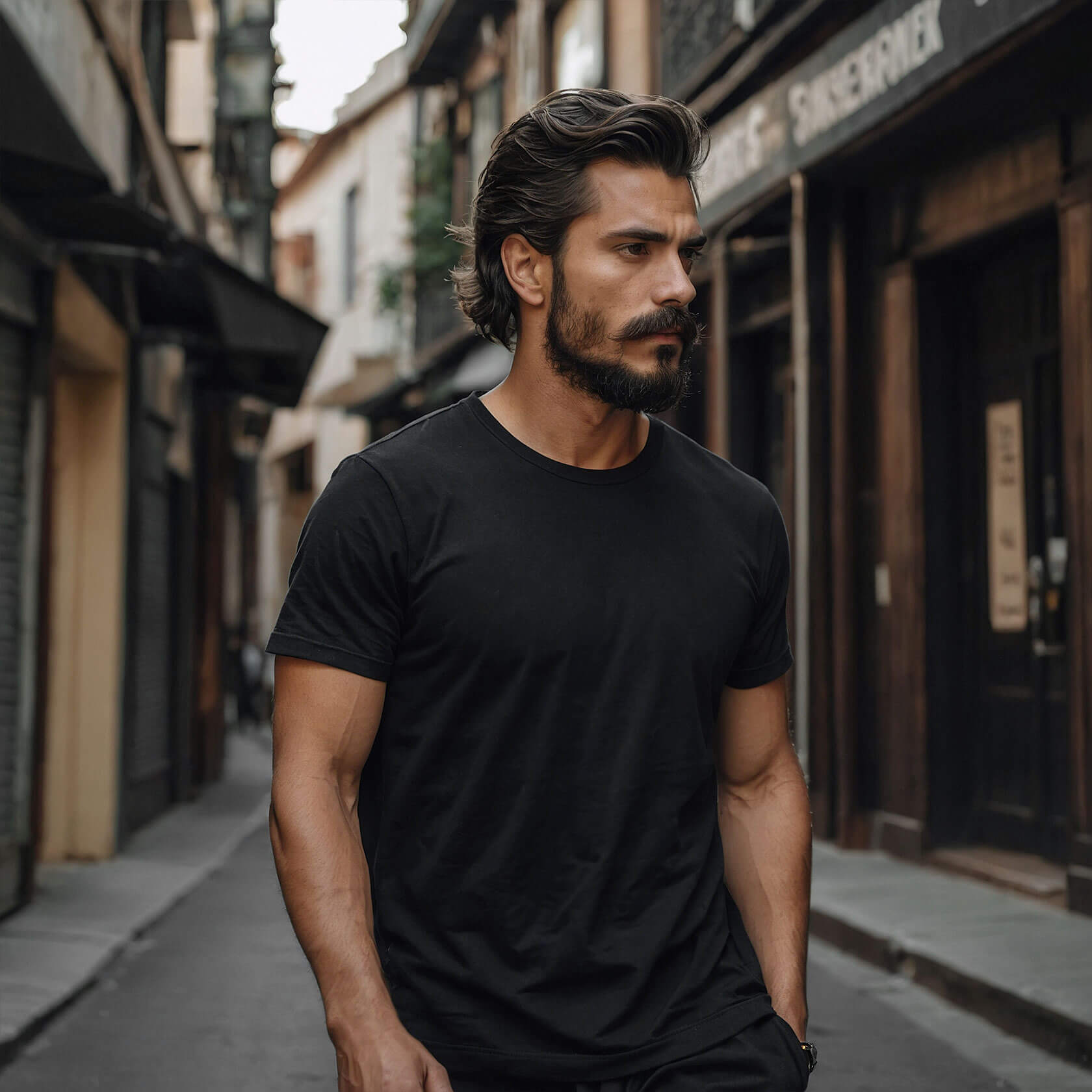 Men’s Classic Ease Solid Regular T-shirt in Raven