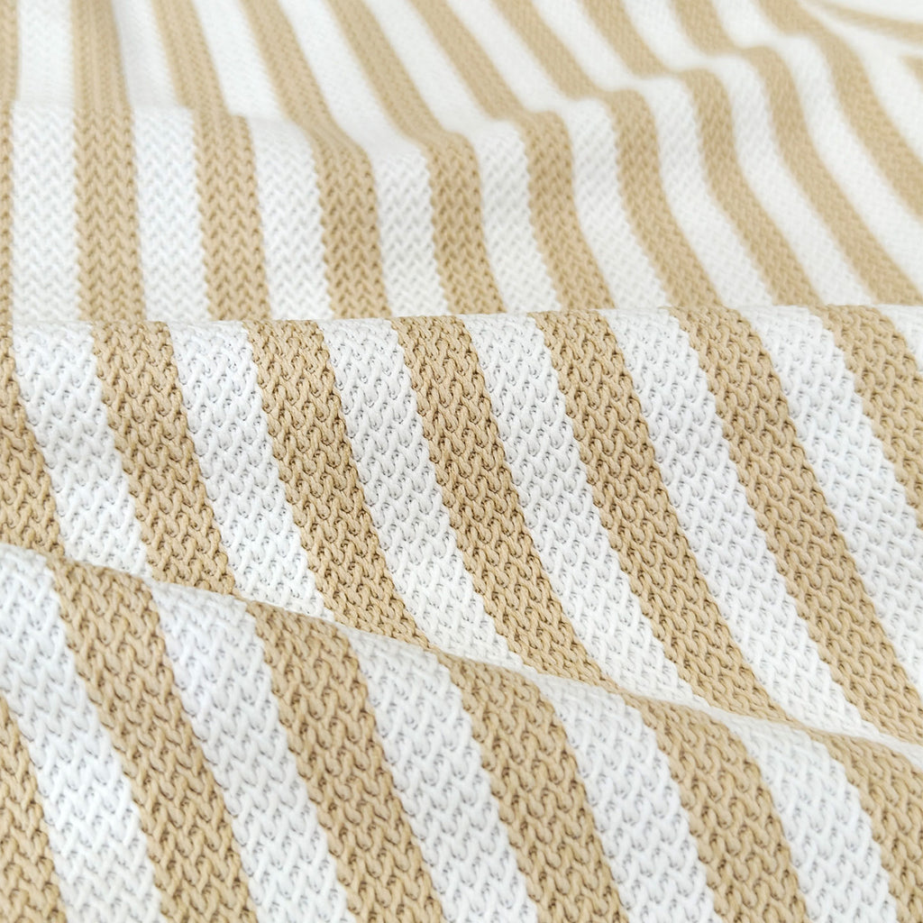 Textured Stripe Shirt in Beige with Cuban Collar