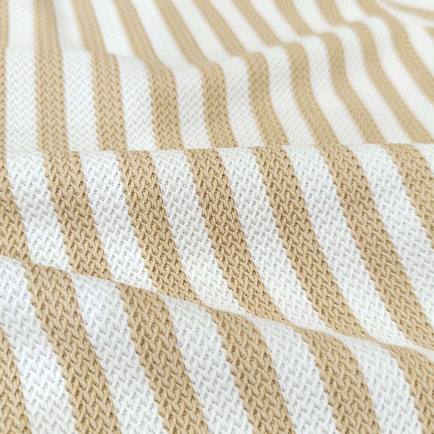 Textured Stripe Shirt in Beige with Cuban Collar