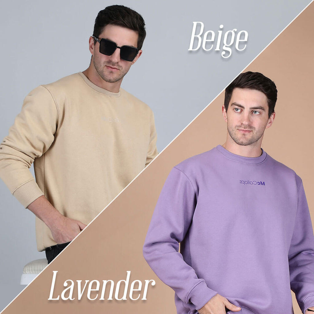 Beige & Lavender Sweatshirt Combo