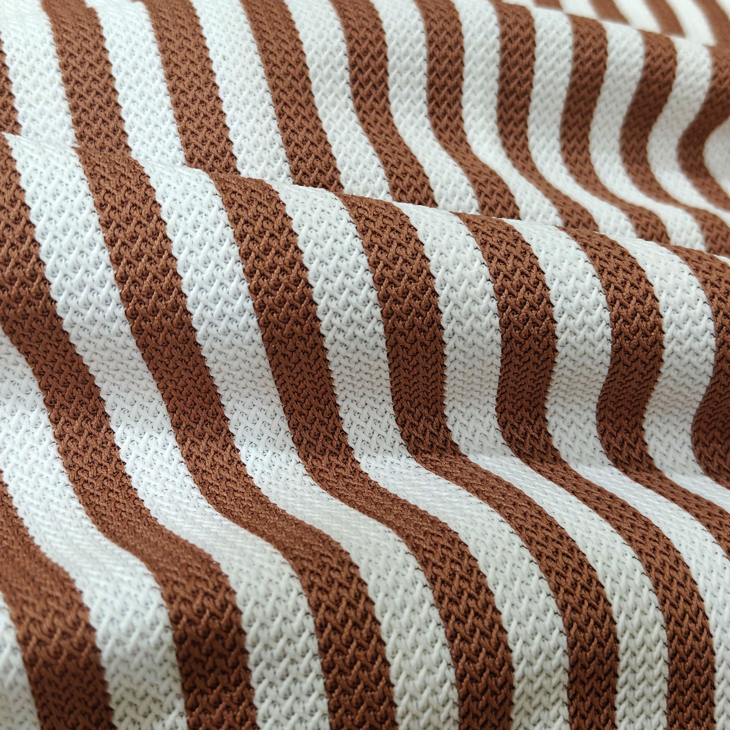 Textured Stripe Shirt in Brown with Cuban Collar