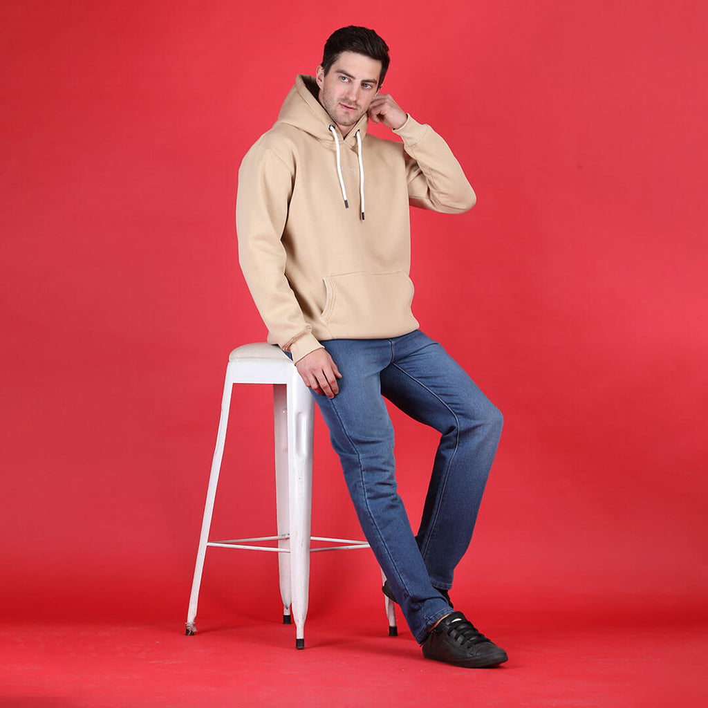 Rogue Solid Hoodie in Beige