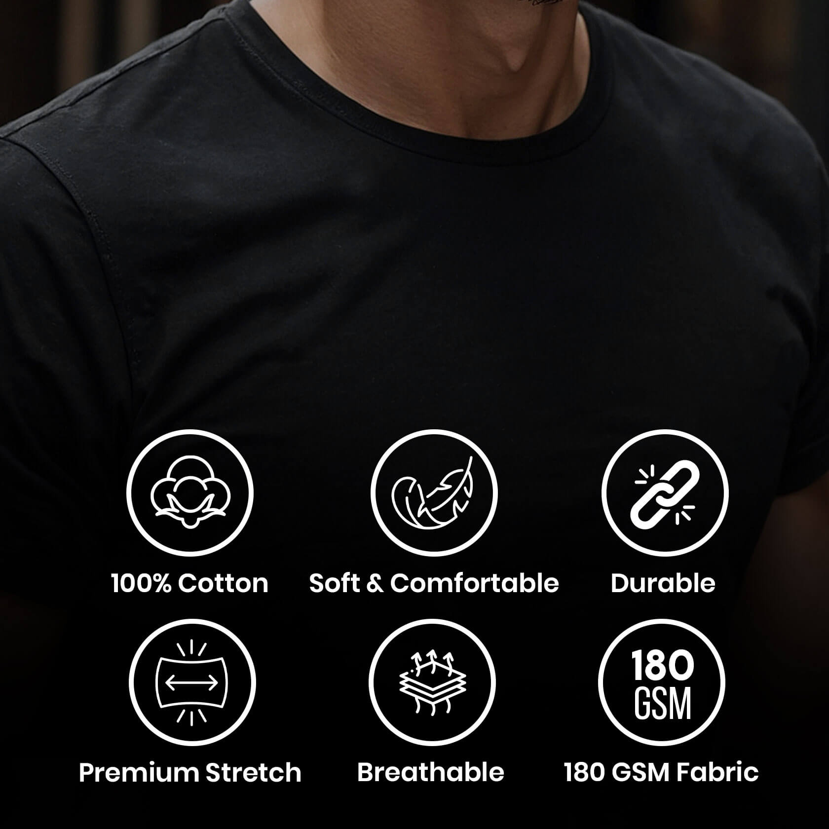 Men’s Classic Ease Solid Regular T-shirt in Raven