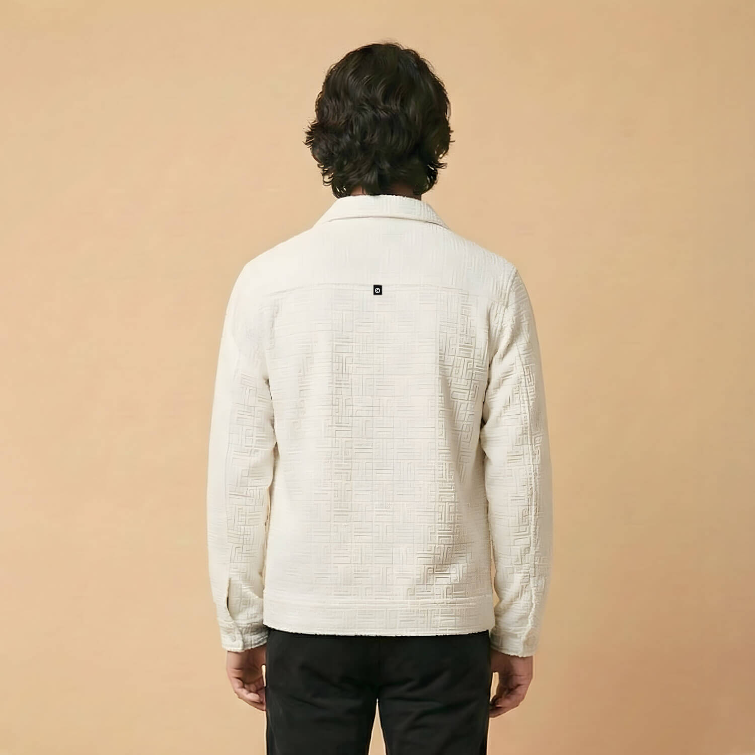 Monarch Textured Men’s Zip-Up Shacket – Snow White