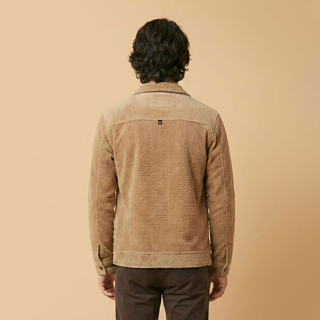 Monarch Textured Men’s Zip-Up Shacket – Camel