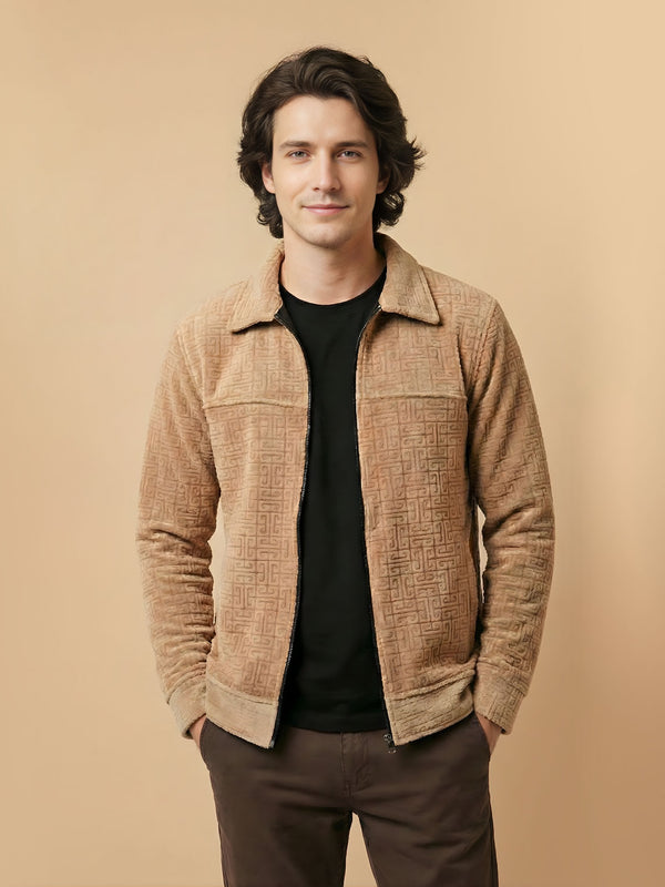 Monarch Textured Men’s Zip-Up Shacket – Camel