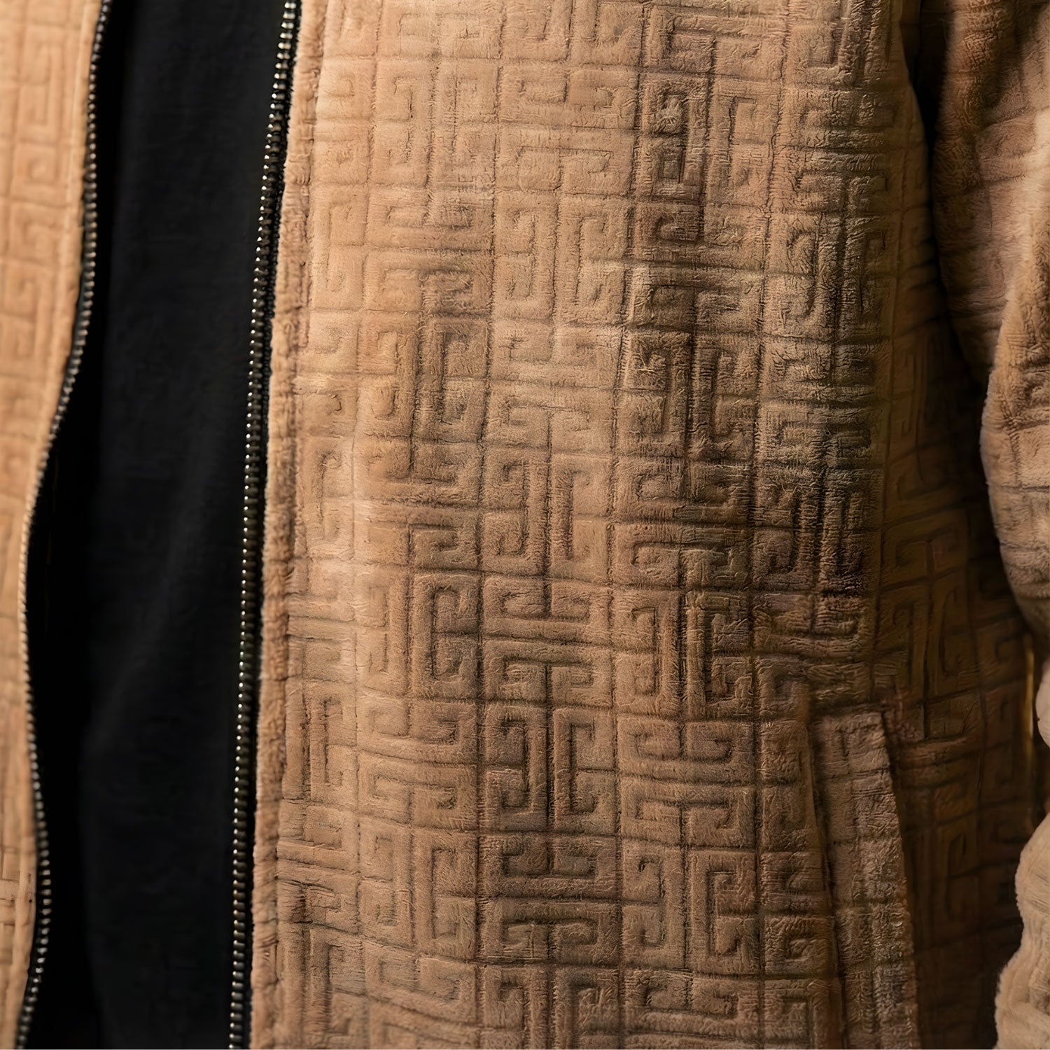 Monarch Textured Men’s Zip-Up Shacket – Camel