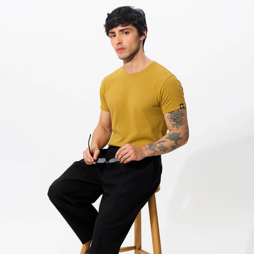 Classic Ease Solid T-shirt in Mustard