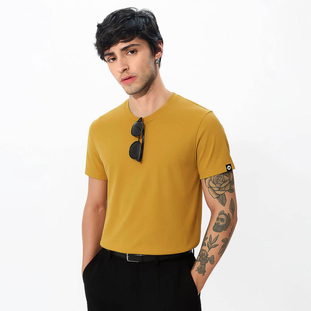 Classic Ease Solid T-shirt in Mustard