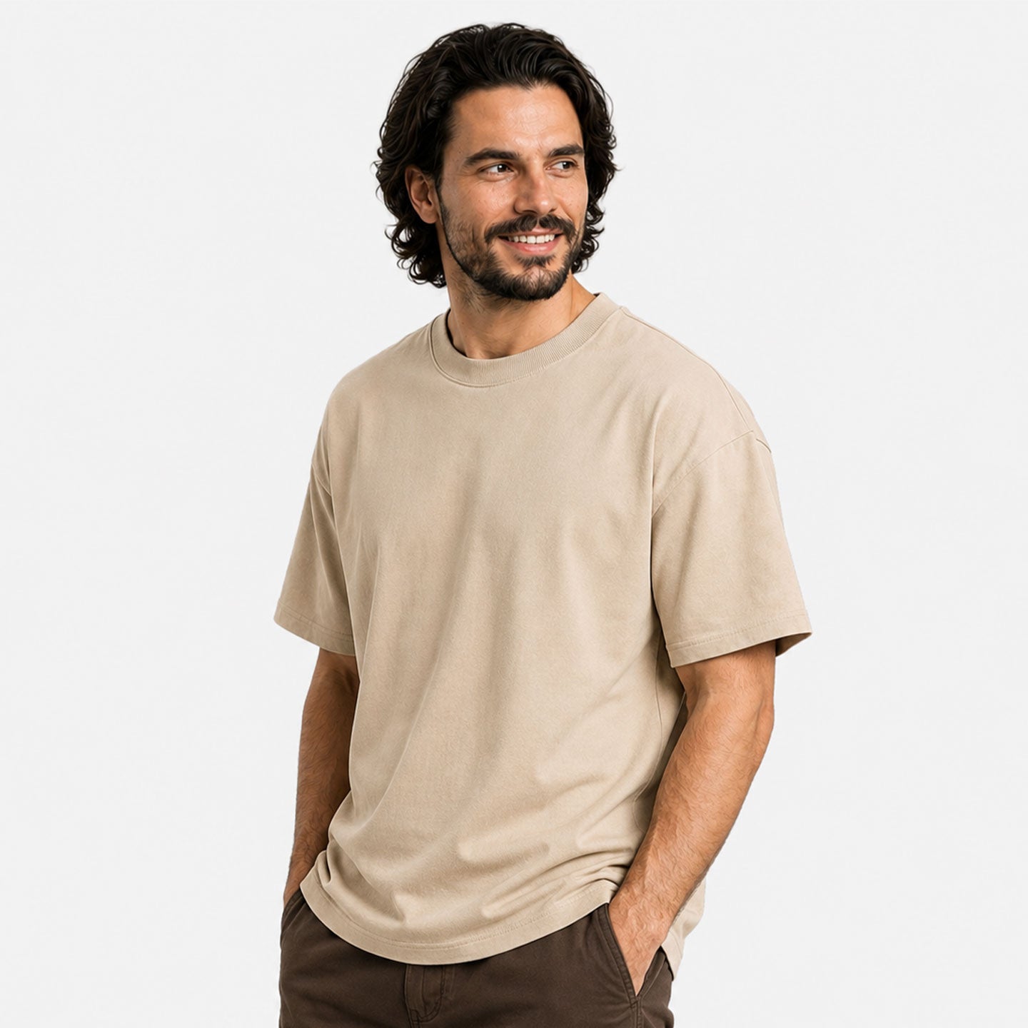 Oversized Fit T-shirt in Beige