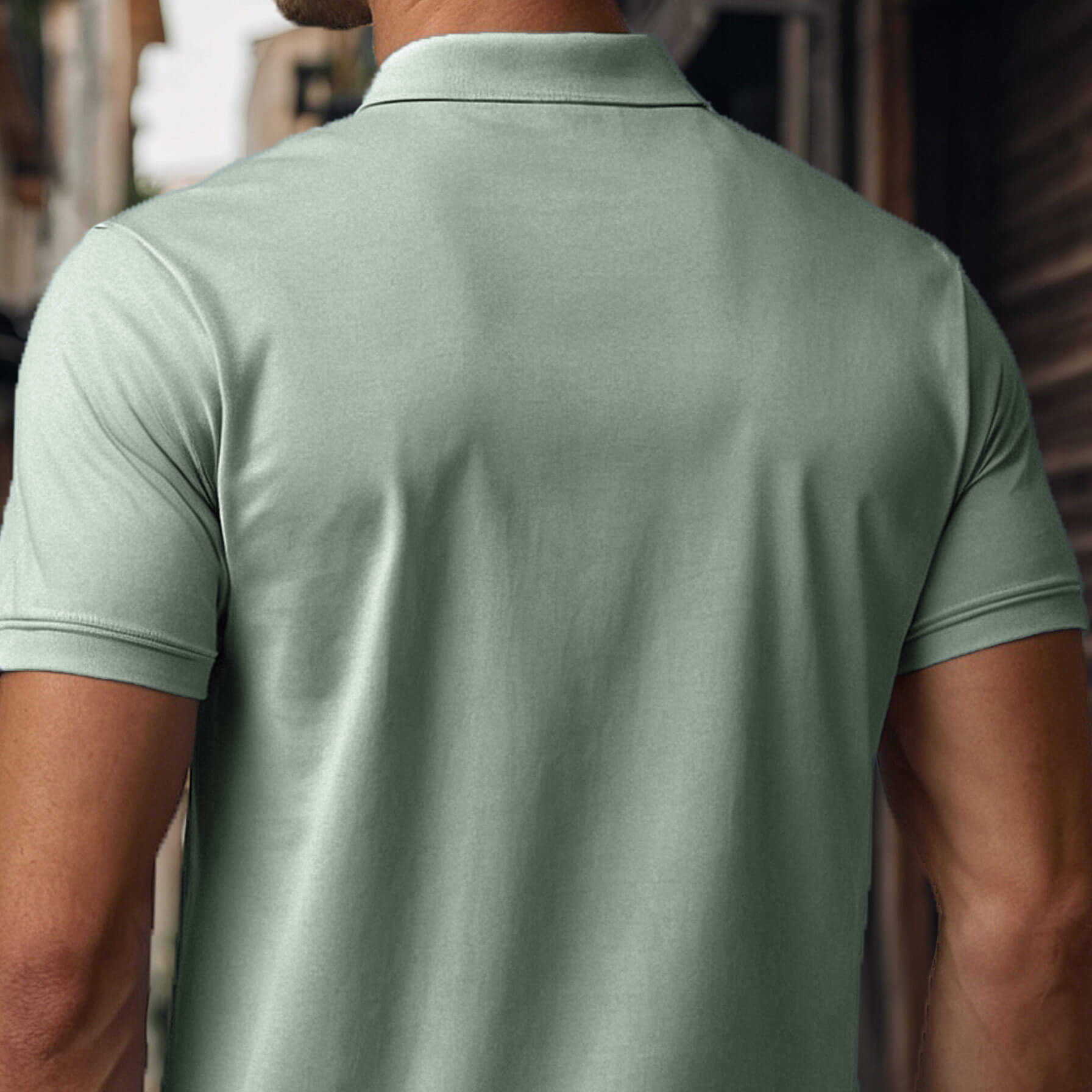 Men’s Solid Snap Button Polo T-shirt in Pista Green