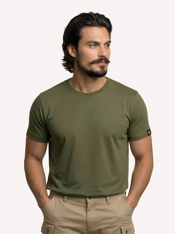 Classic Ease Solid T-shirt in Olive Green
