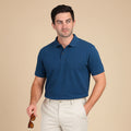 Snap Button Polo T-shirt in Peacock Blue