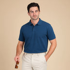 Snap Button Polo T-shirt in Peacock Blue