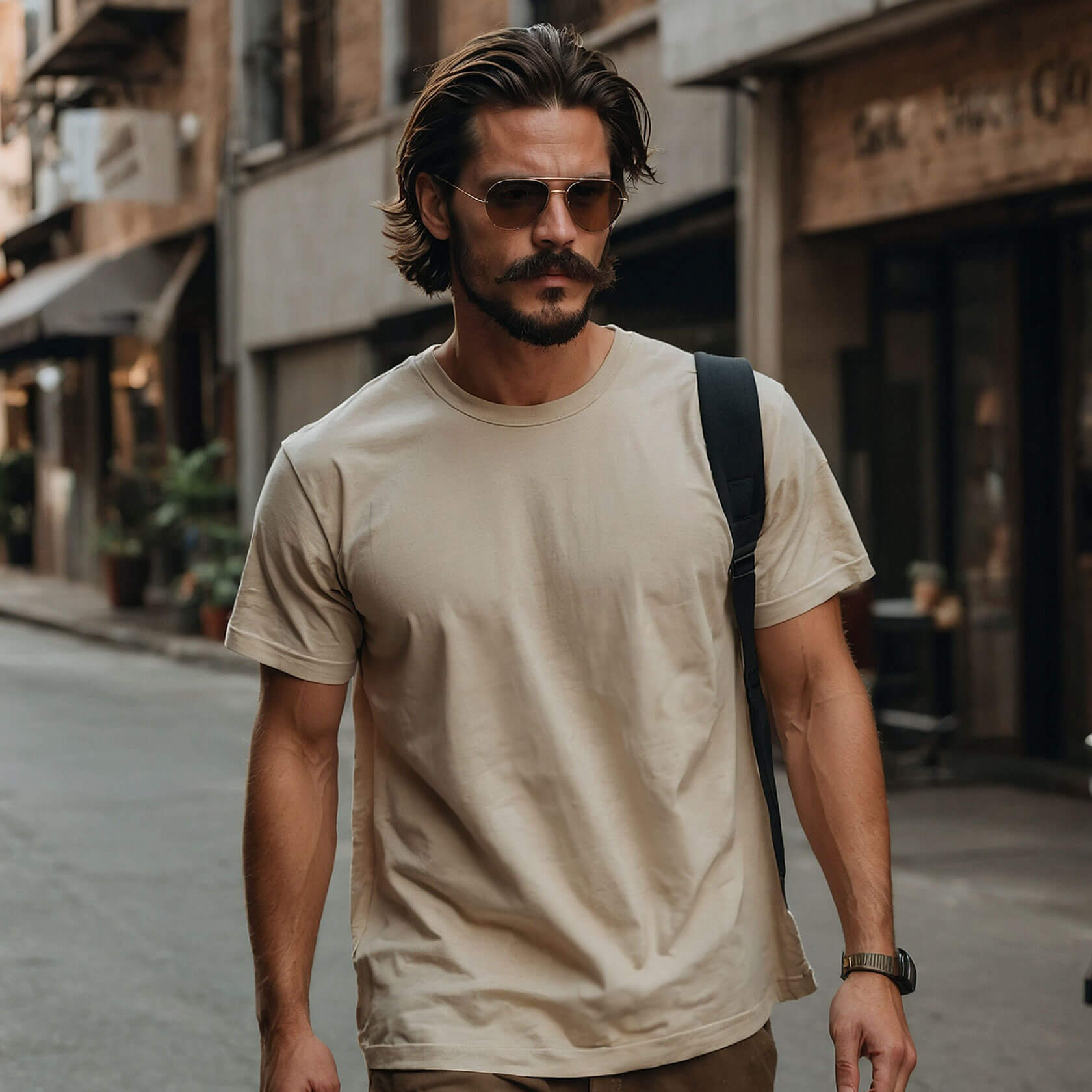 Men's Relaxed Fit T-shirt in Beige