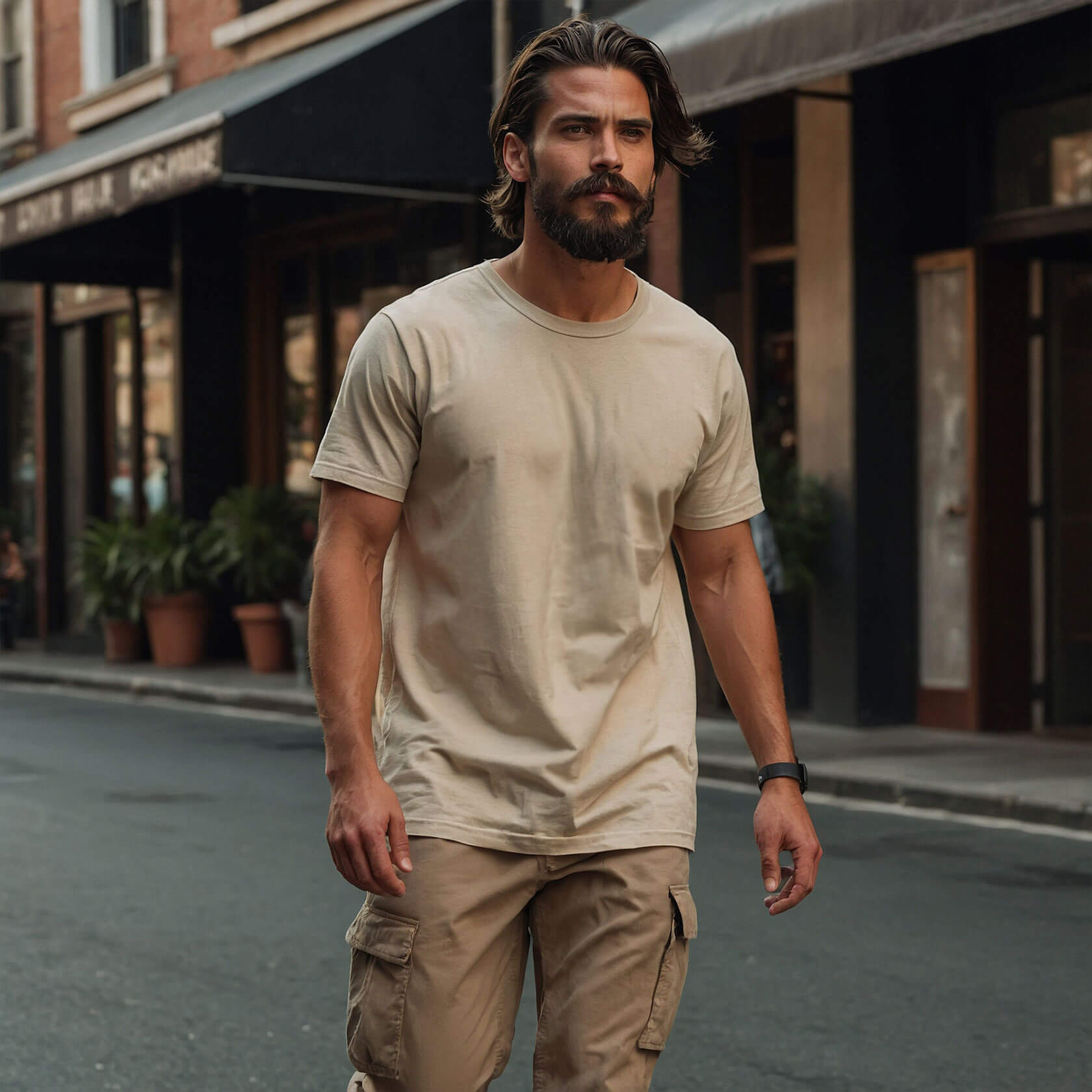 Men's Relaxed Fit T-shirt in Beige