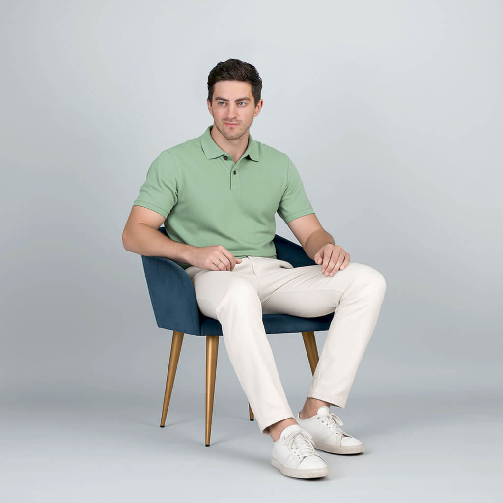 Solid Snap Button Polo T-shirt in Pista Green