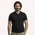 Snap Button Polo T-shirt in Black