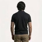 Snap Button Polo T-shirt in Black