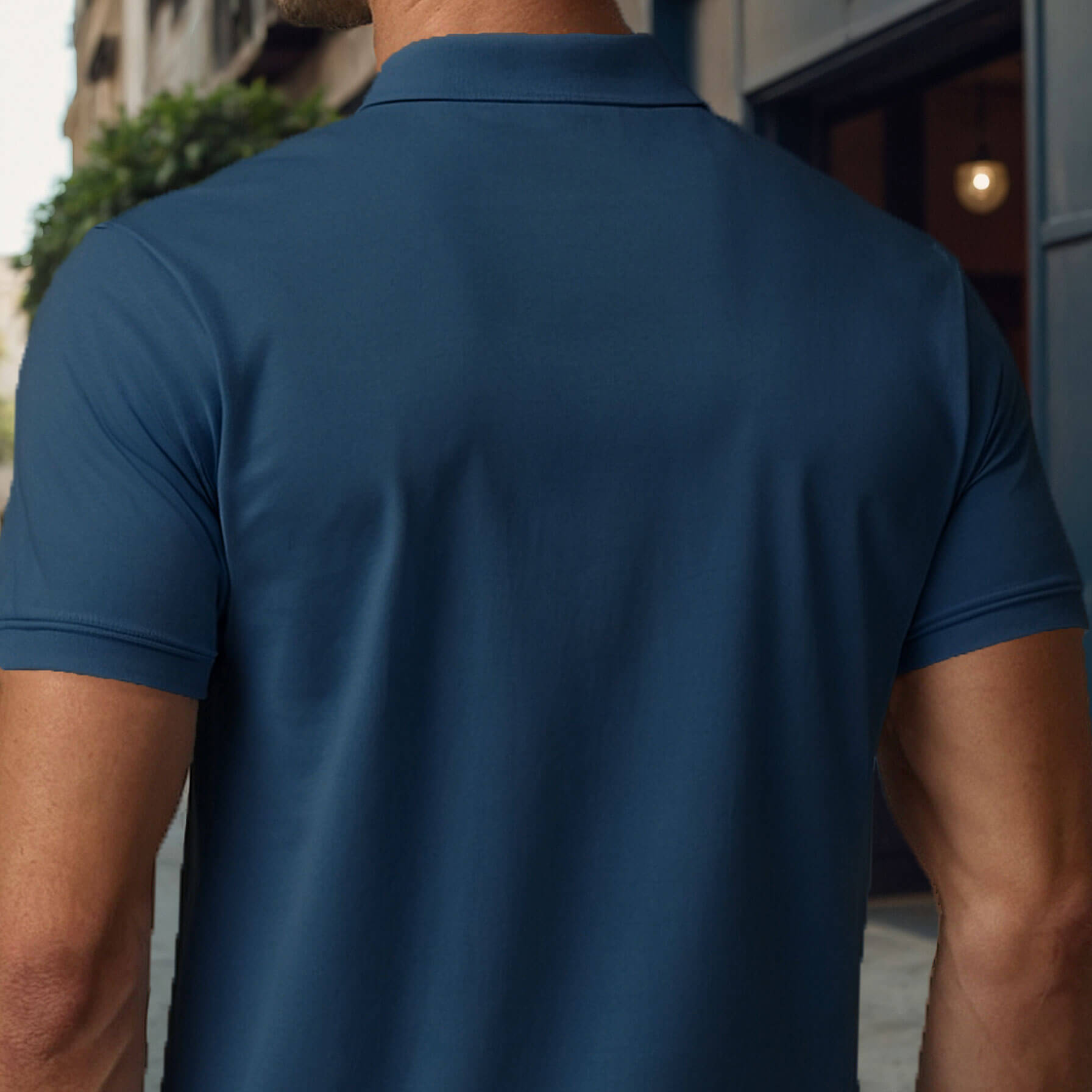 Men’s Solid Snap Button Polo T-shirt in Peacock Blue