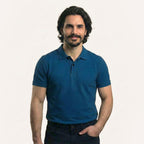 Snap Button Polo T-shirt in Peacock Blue