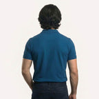 Snap Button Polo T-shirt in Peacock Blue