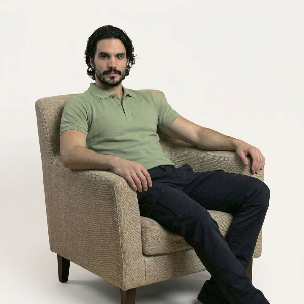 Snap Button Polo T-shirt in Pista Green