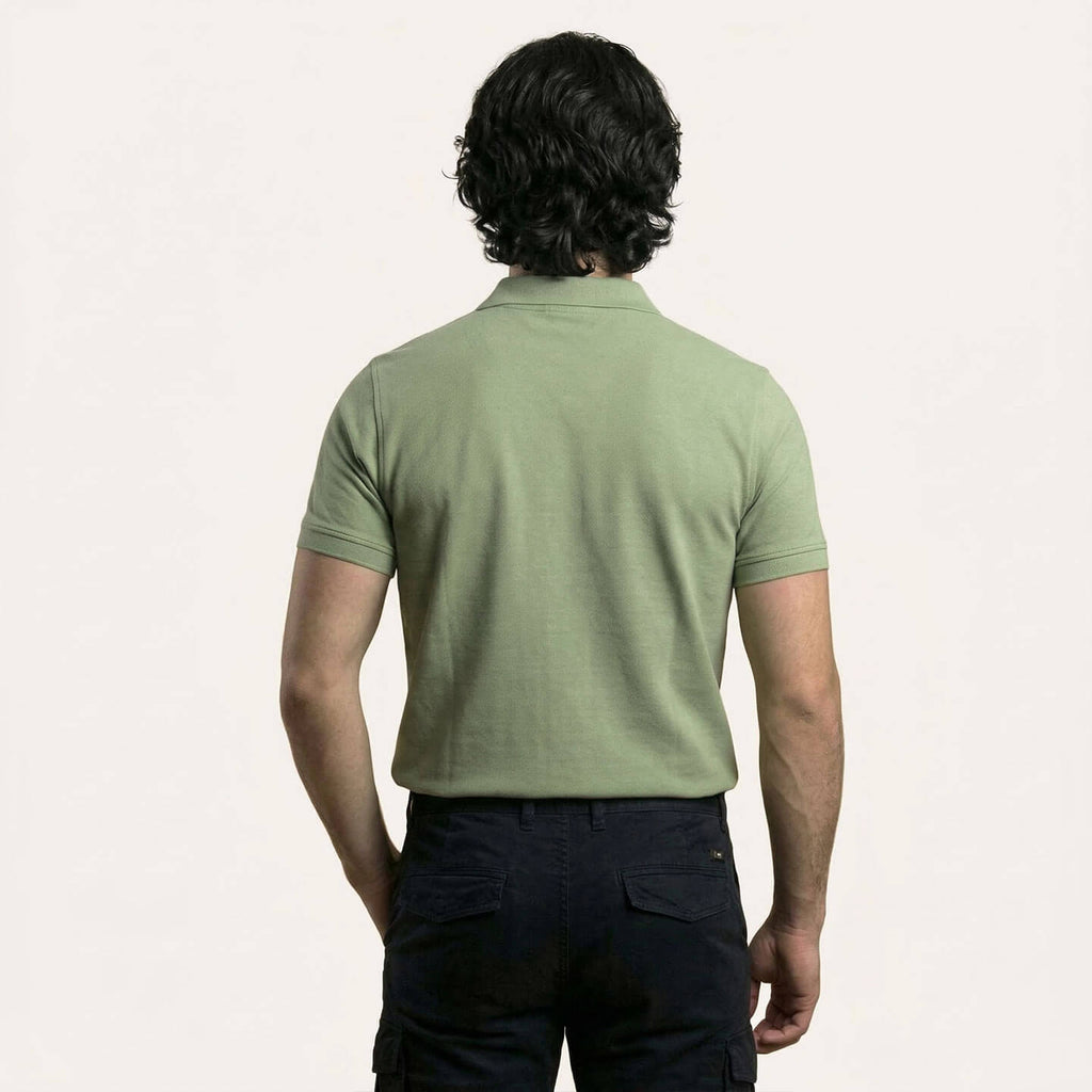 Snap Button Polo T-shirt in Pista Green
