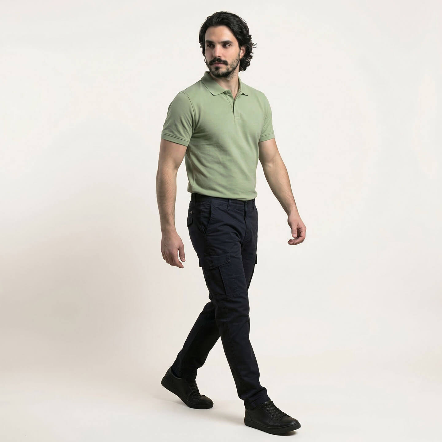 Snap Button Polo T-shirt in Pista Green