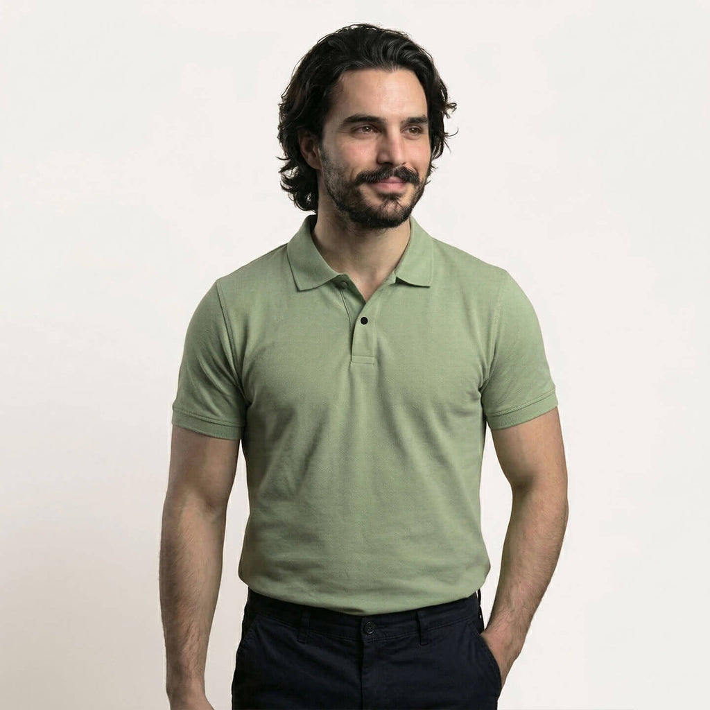 Snap Button Polo T-shirt in Pista Green