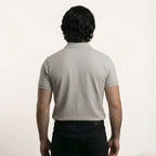 Snap Button Polo T-shirt in Steel Grey