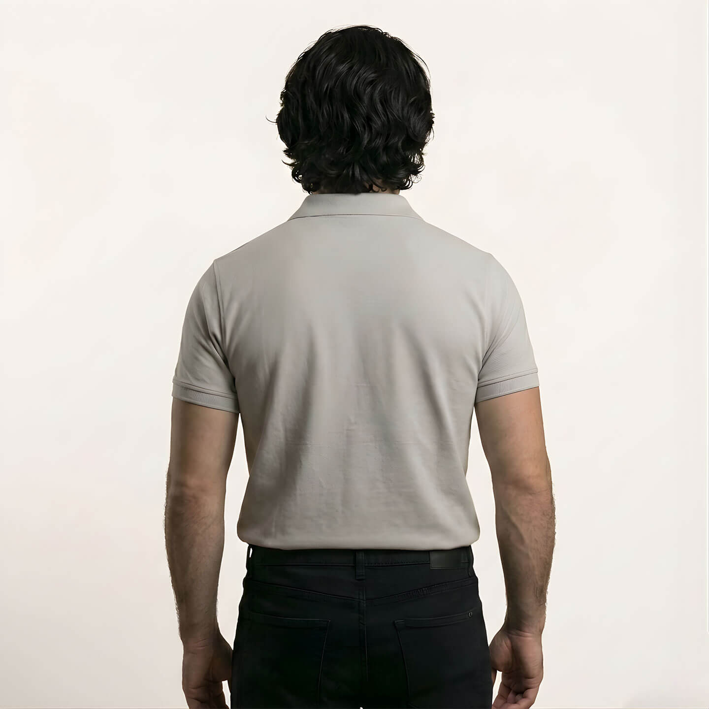 Snap Button Polo T-shirt in Steel Grey
