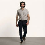 Snap Button Polo T-shirt in Steel Grey