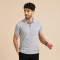 Snap Button Polo T-shirt in Steel Grey