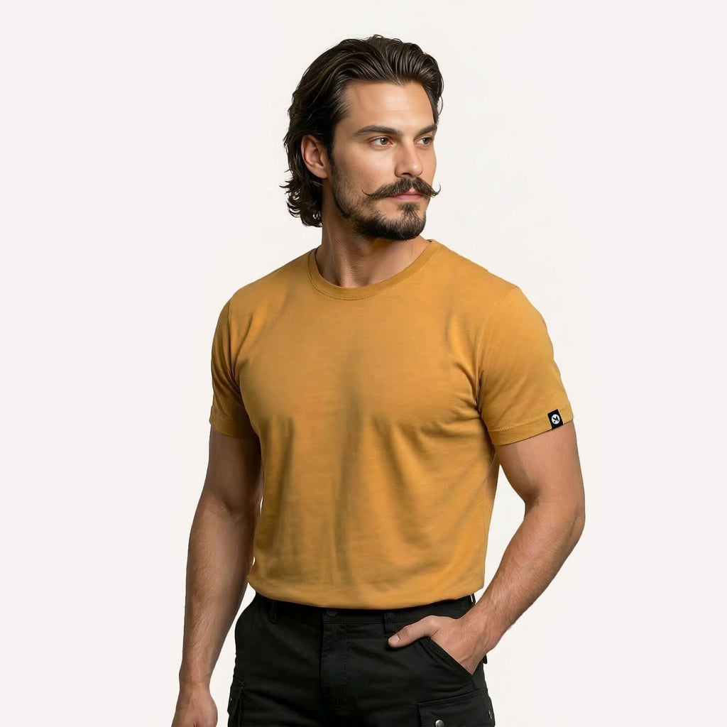 Classic Ease Solid T-shirt in Mustard