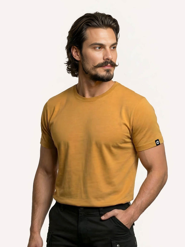 Classic Ease Solid T-shirt in Mustard