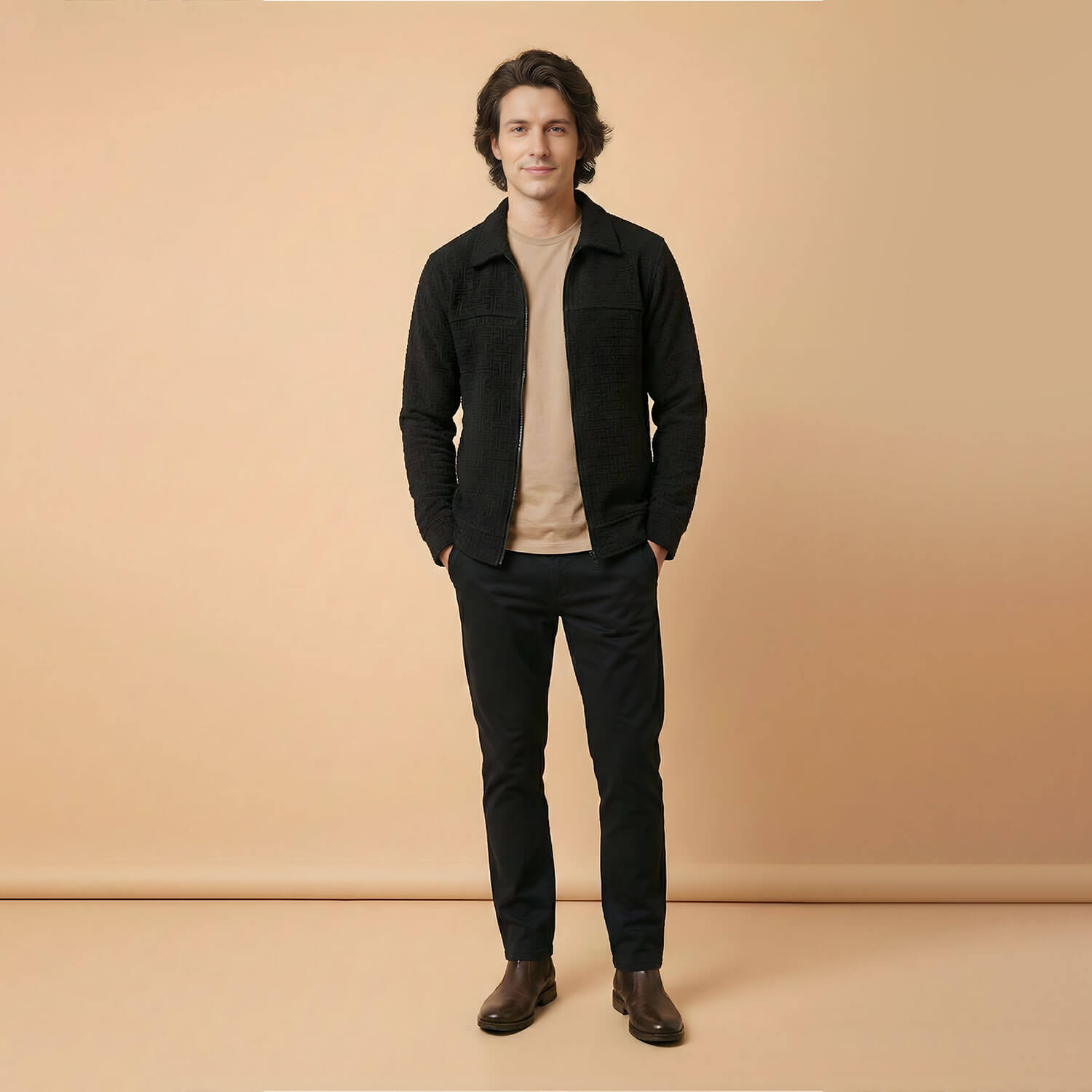 Monarch Textured Men’s Zip-Up Shacket – Shadow Black