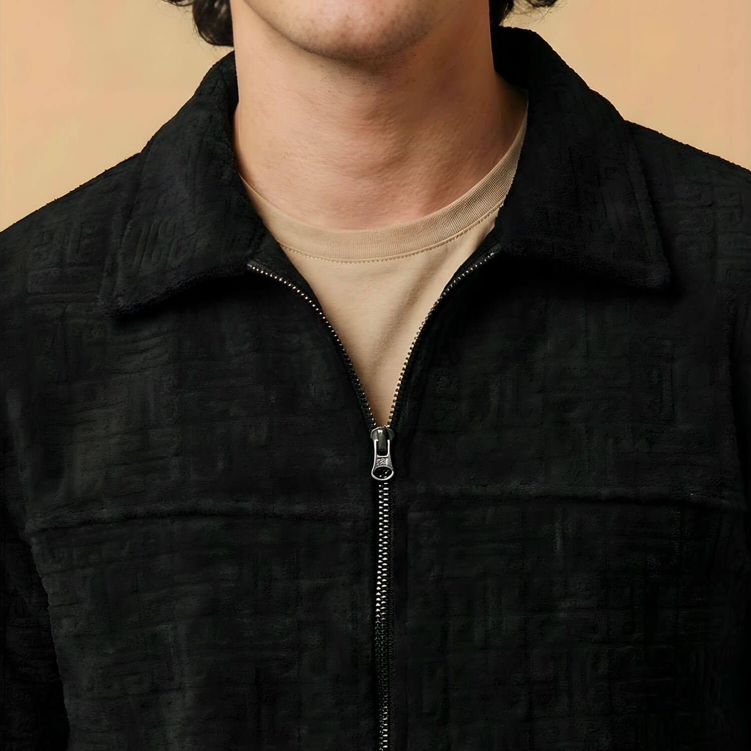 Monarch Textured Men’s Zip-Up Shacket – Shadow Black