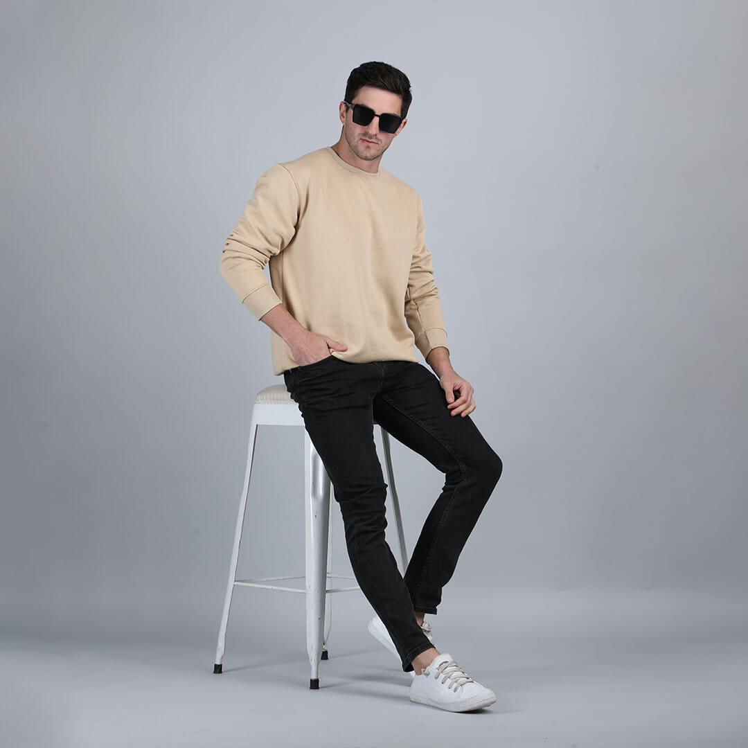 Men’s Dune Solid Sweatshirt in Beige