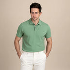Snap Button Polo T-shirt in Pista Green