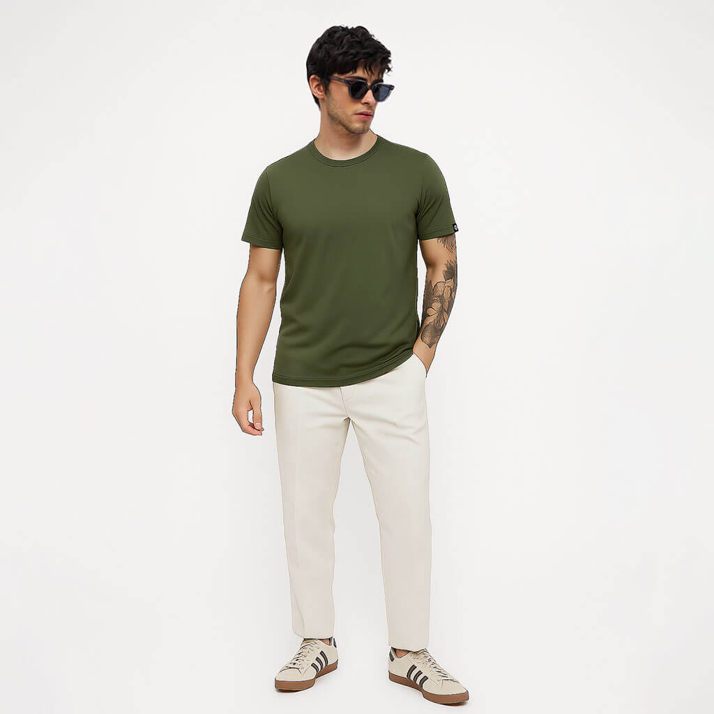 Classic Ease Solid T-shirt in Olive Green
