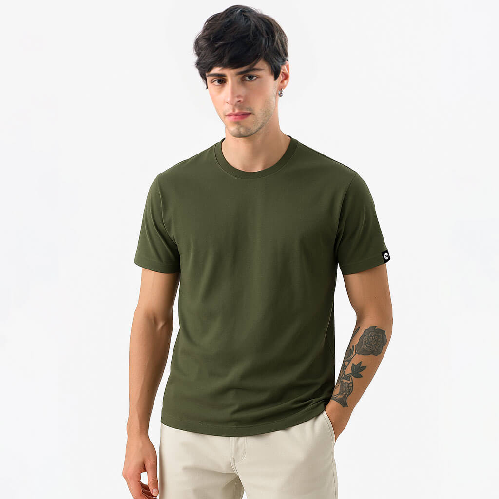 Classic Ease Solid T-shirt in Olive Green