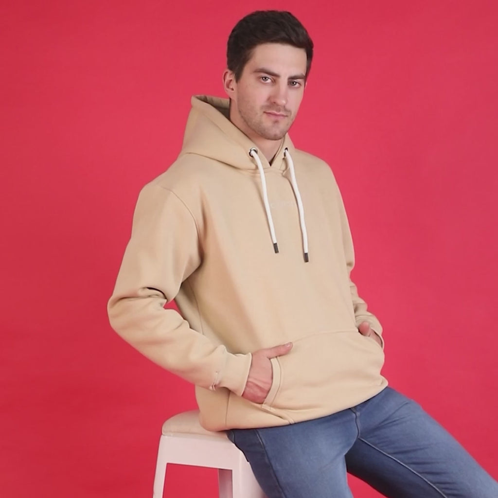 Rogue Solid Hoodie in Beige